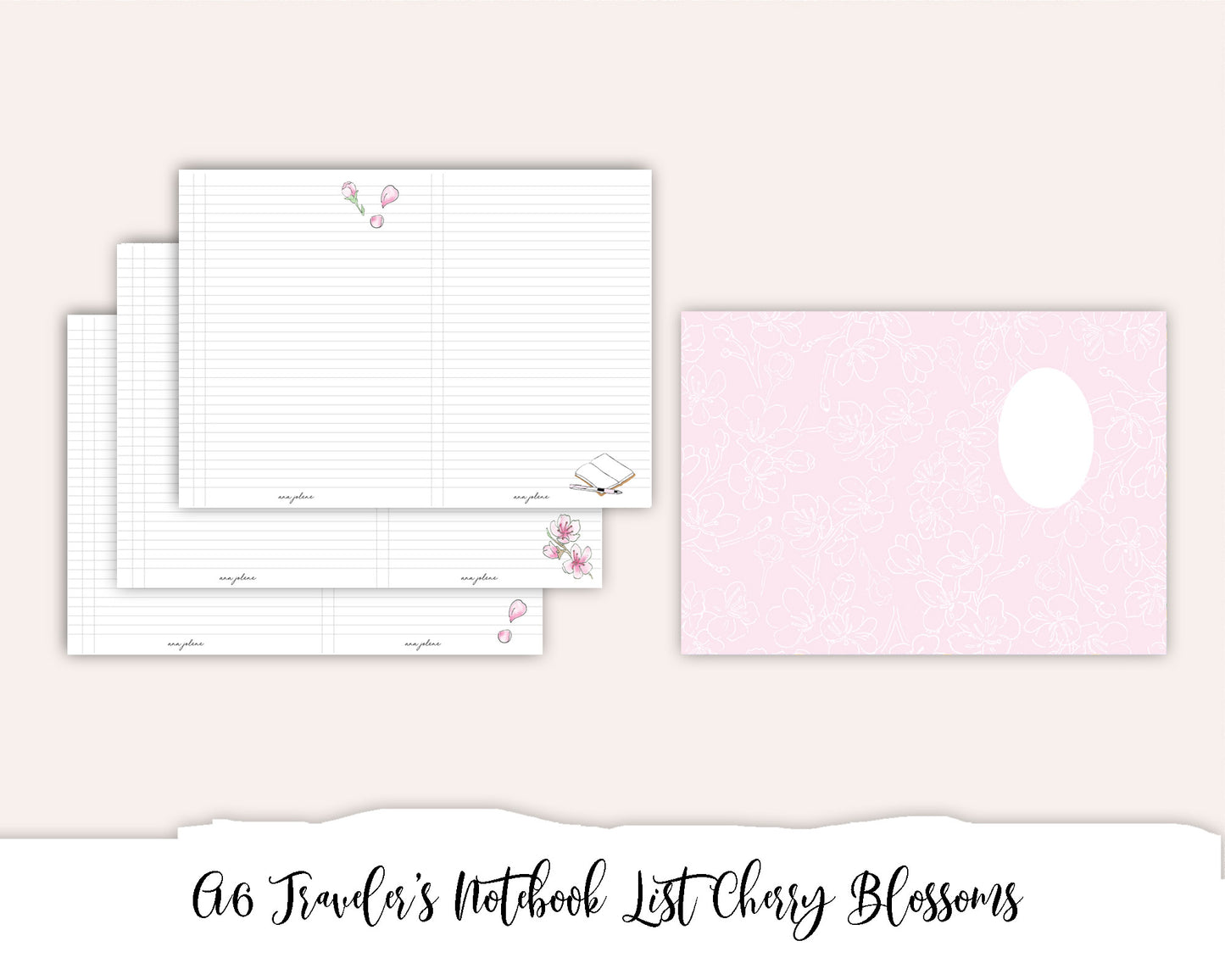 A6 Traveler's Notebook Printable - List Cherry Blossoms