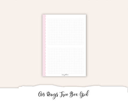 A6 Rings Two Box Grid Daily Notes Printable