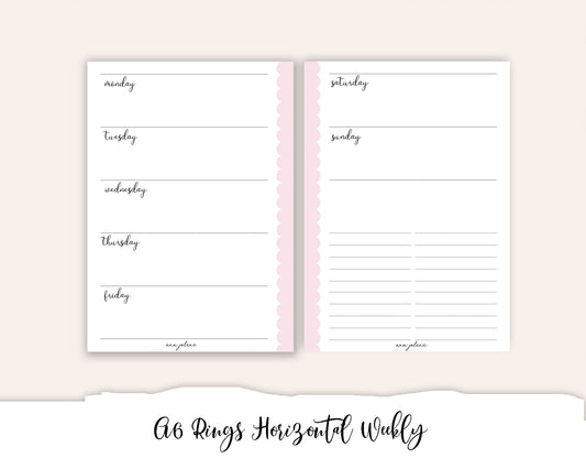 A6 Rings Horizontal Weekly with To Do Lists Printable