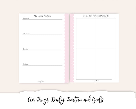 A6 Rings Daily Routine and Goals Printable