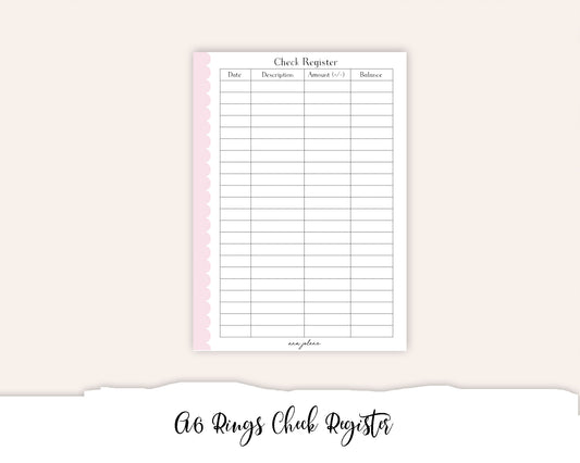 A6 Rings Check Register Printable