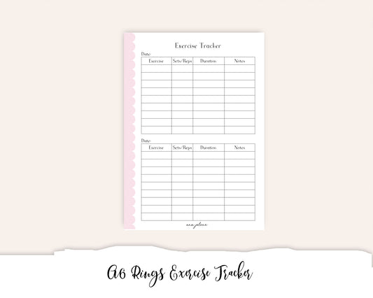 A6 Rings Exercise Tracker Printable