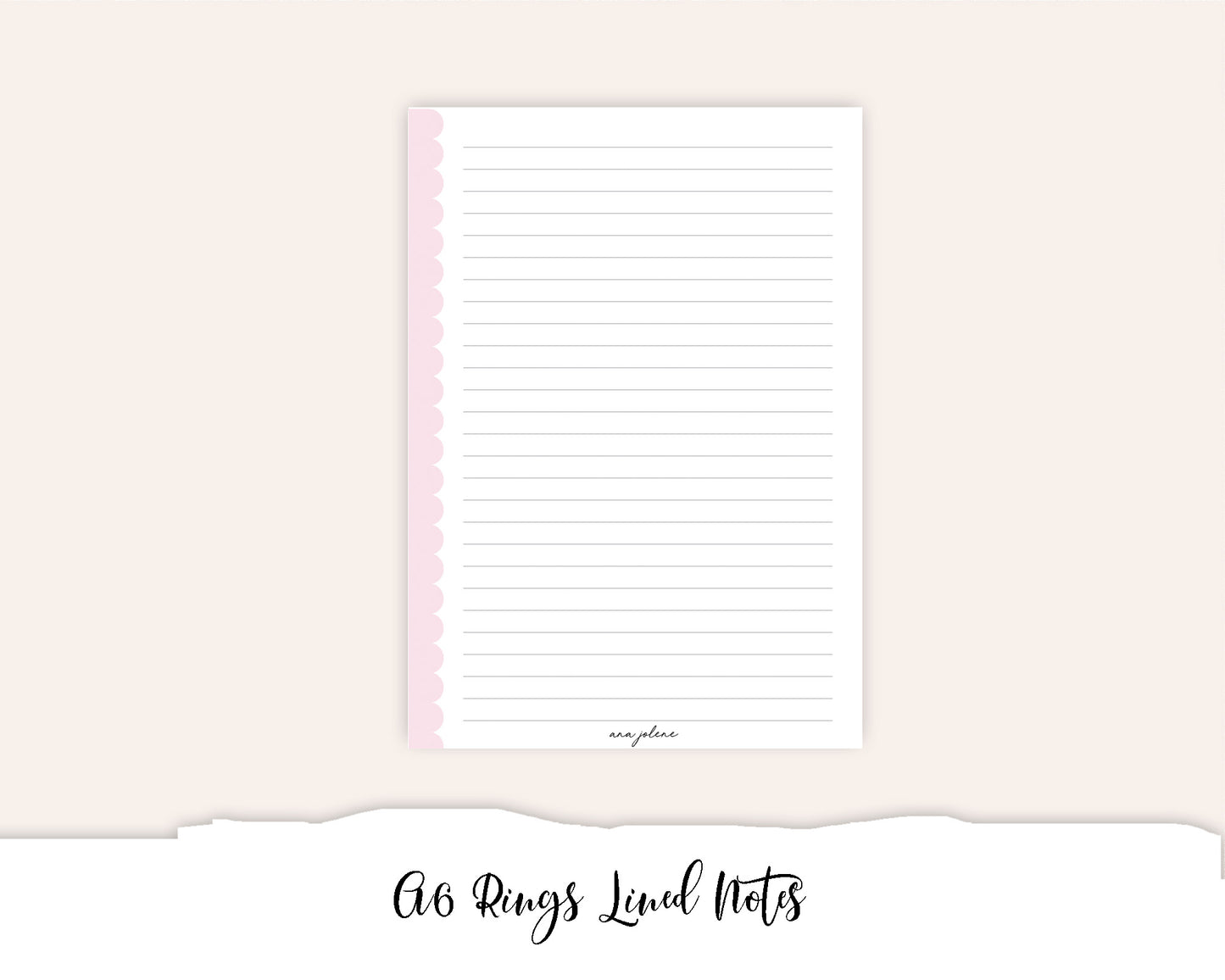 A6 Rings Lined Notes Printable