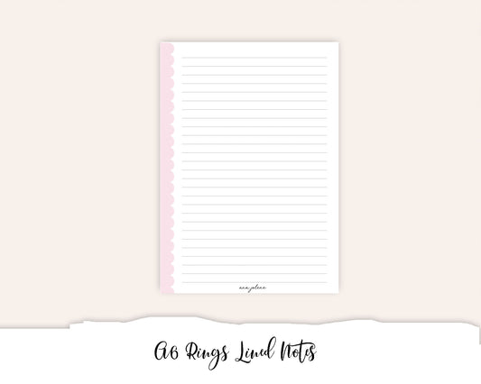 A6 Rings Lined Notes Printable