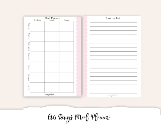 A6 Rings Meal Planner Printable