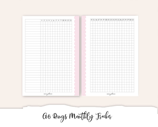 A6 Rings Monthly Tracker Printable