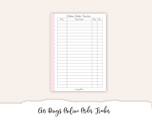 A6 Rings Online Order Tracker Printable