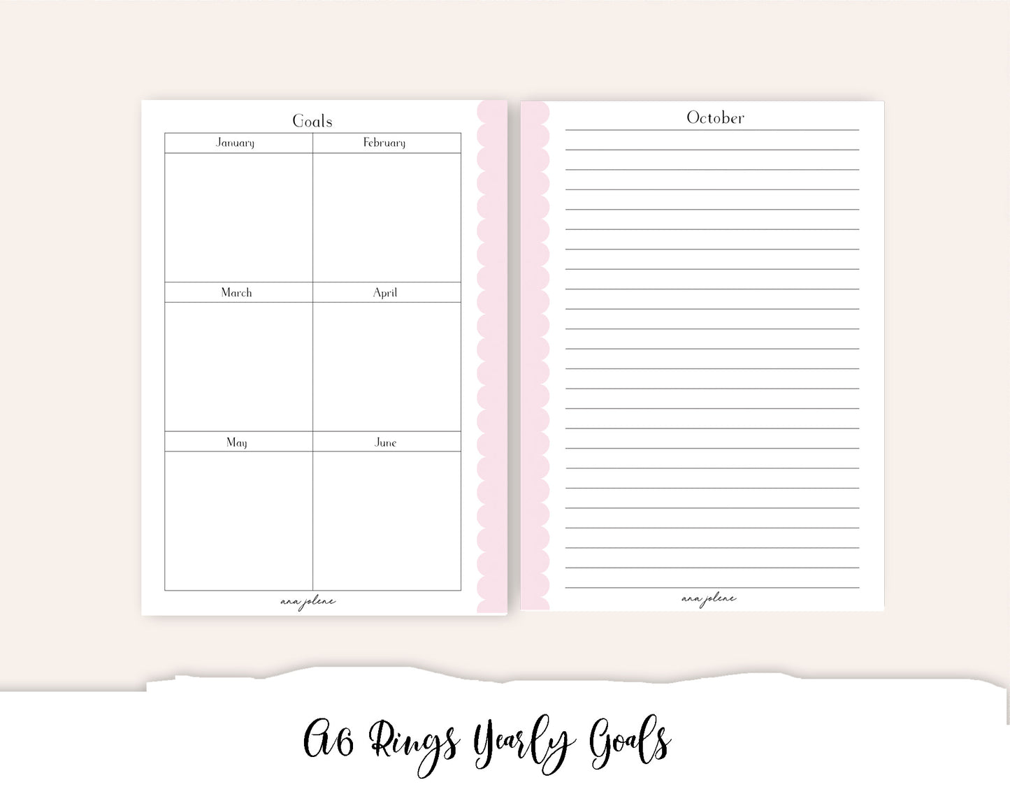 A6 Rings Yearly Goals Printable