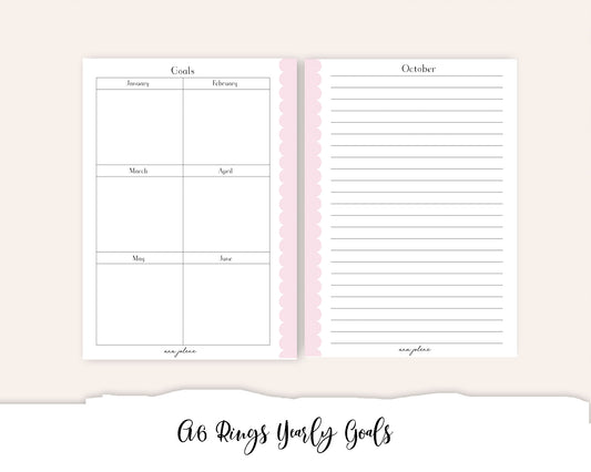 A6 Rings Yearly Goals Printable
