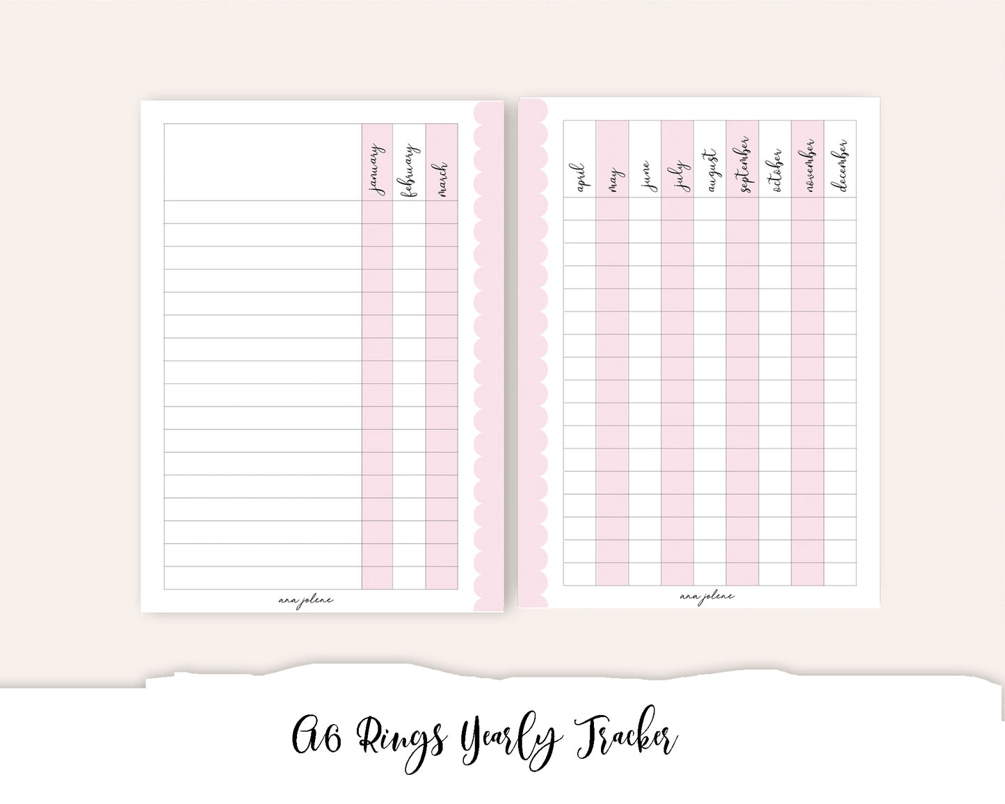 A6 Rings Yearly Tracker Printable