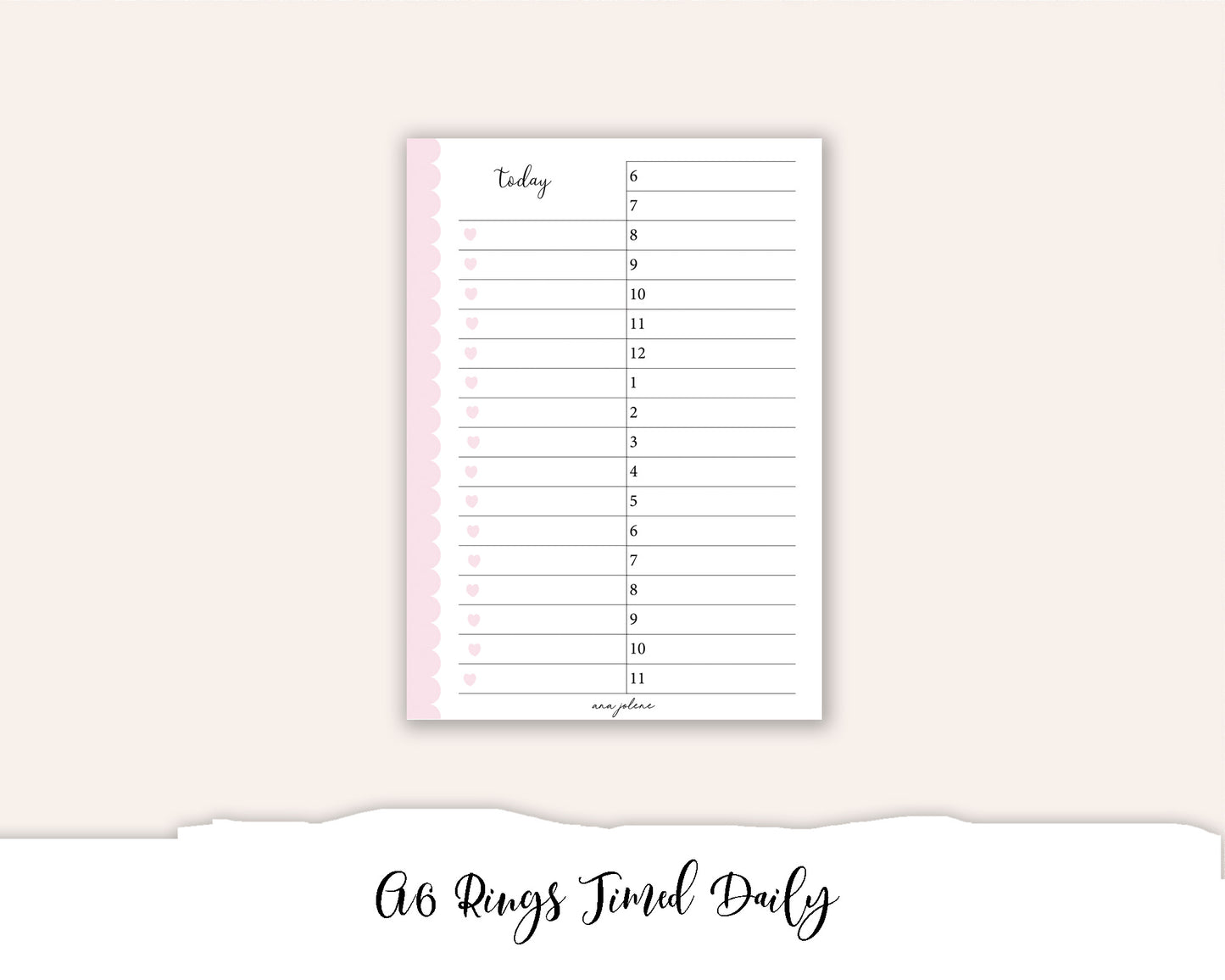 A6 Rings Timed Daily Printable
