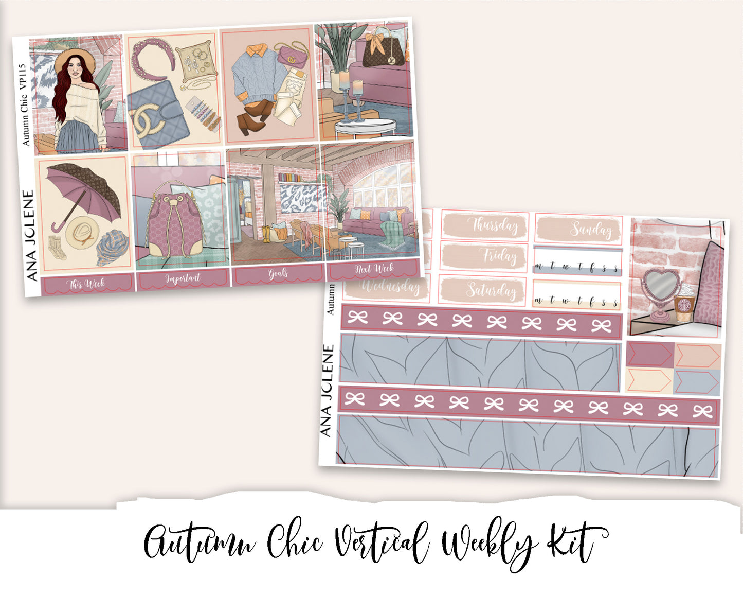 AUTUMN CHIC Planner Sticker Kit (Vertical Weekly)