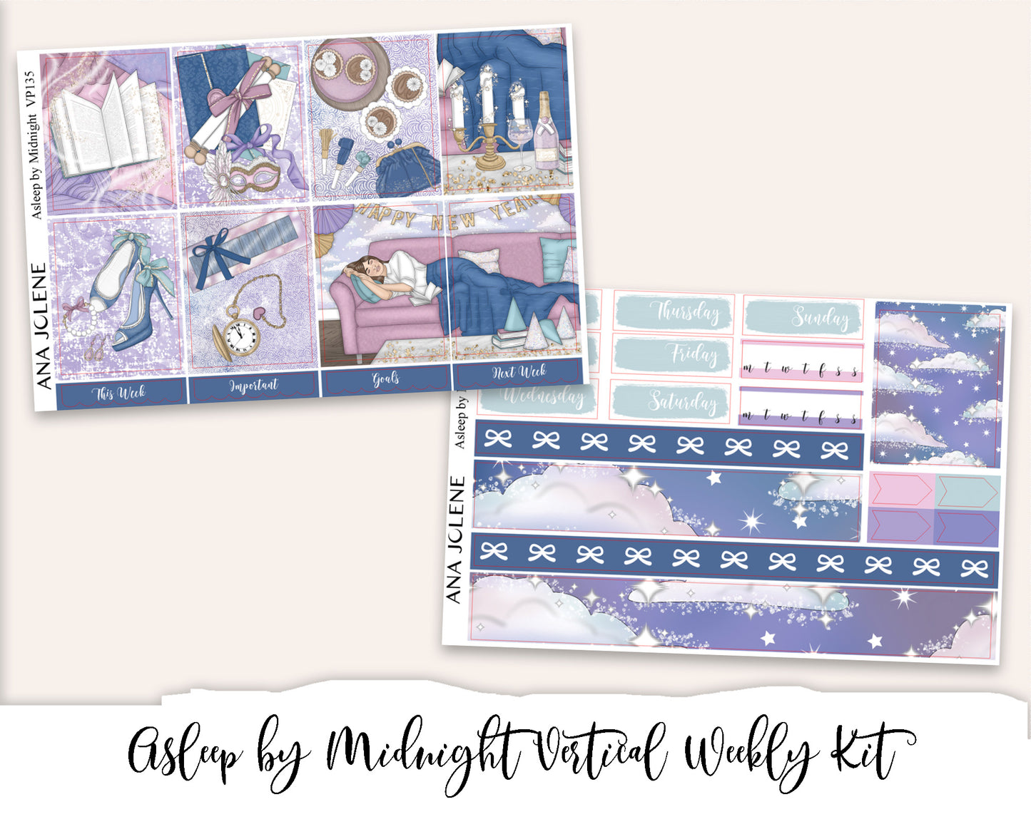 ASLEEP BY MIDNIGHT Planner Sticker Kit (Vertical Weekly)