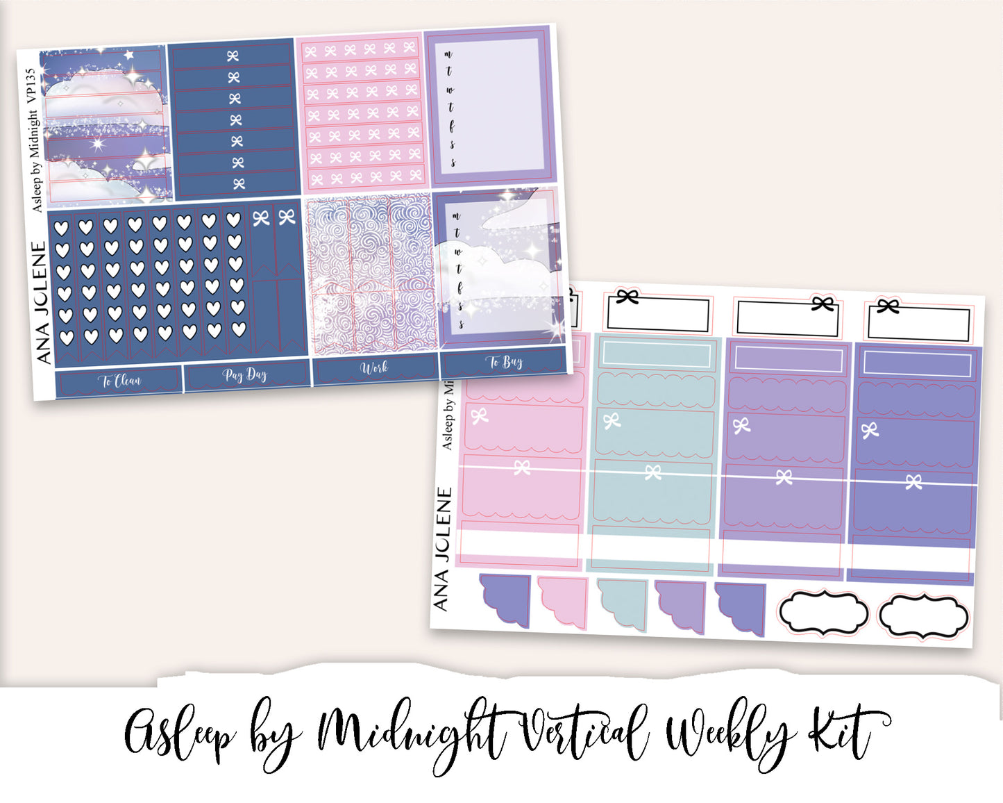 ASLEEP BY MIDNIGHT Planner Sticker Kit (Vertical Weekly)