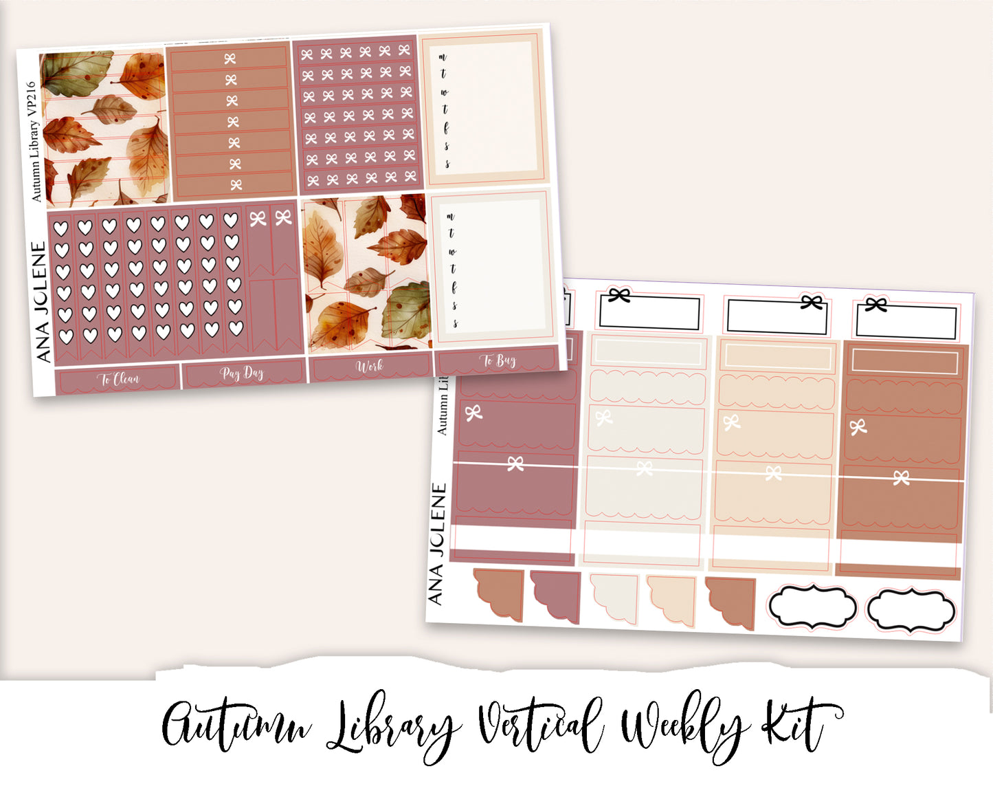 AUTUMN LIBRARY Planner Sticker Kit (Vertical Weekly)