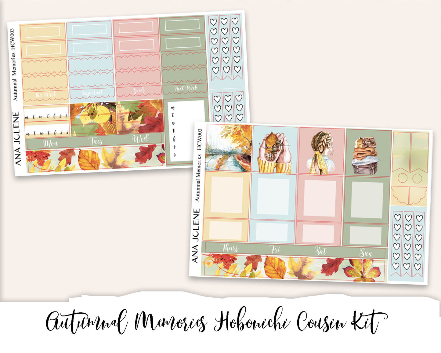 AUTUMNAL MEMORIES Hobonichi Cousin Weekly Planner Sticker Kit