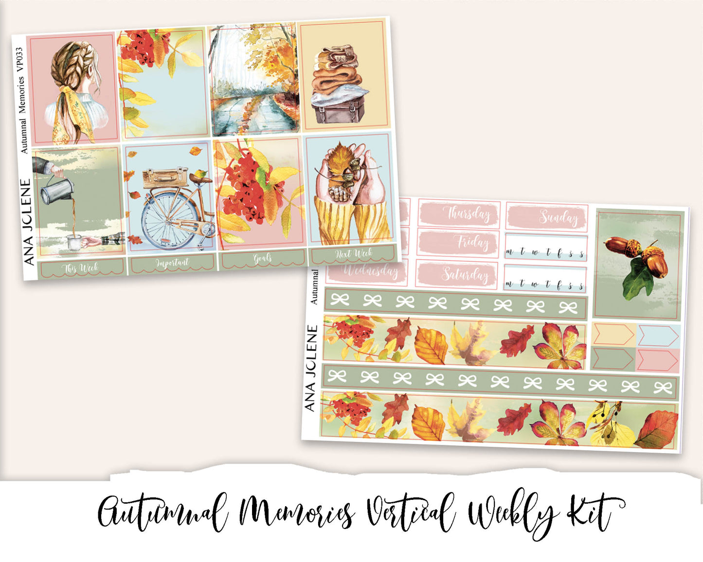AUTUMNAL MEMORIES Planner Sticker Kit (Vertical Weekly)