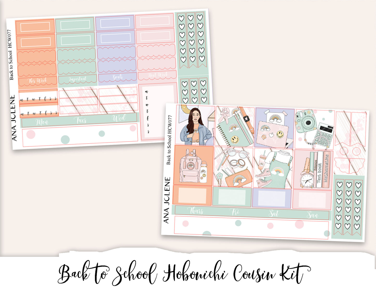 BACK TO SCHOOL Hobonichi Cousin Weekly Planner Sticker Kit
