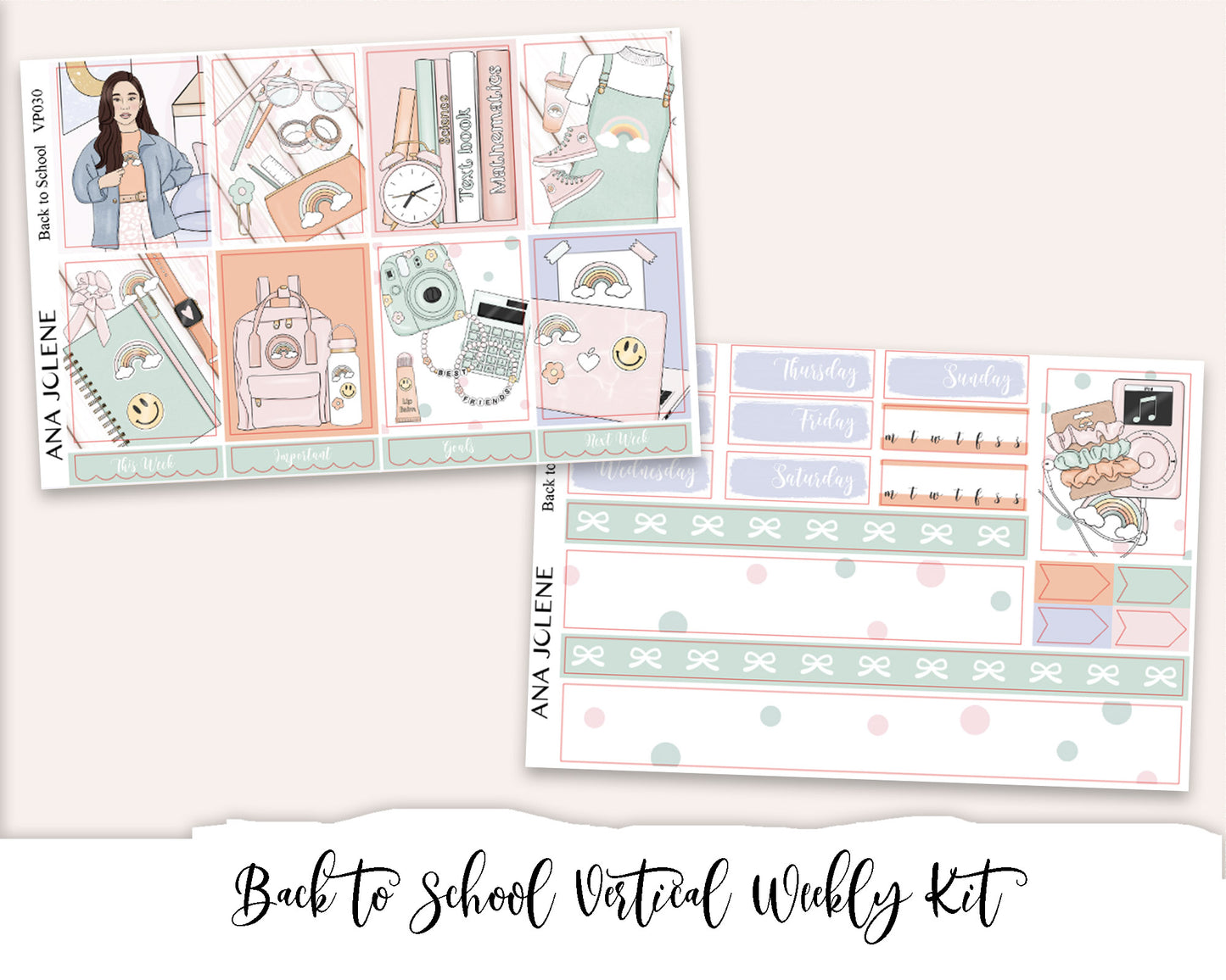 BACK TO SCHOOL Planner Sticker Kit (Vertical Weekly)
