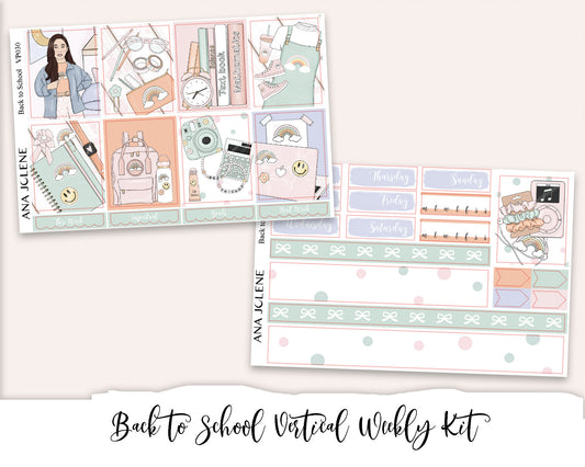 BACK TO SCHOOL Planner Sticker Kit (Vertical Weekly)