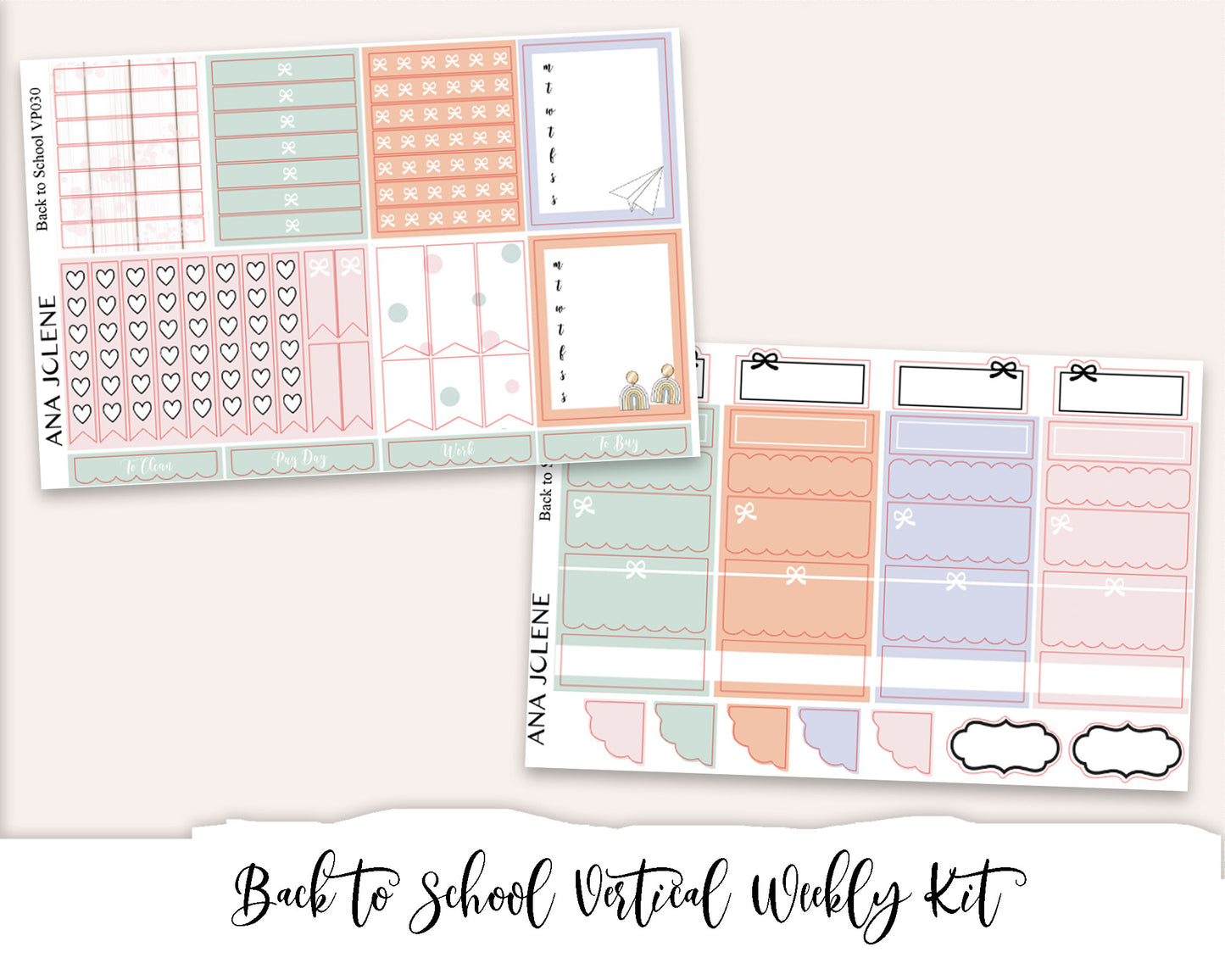 BACK TO SCHOOL Planner Sticker Kit (Vertical Weekly)
