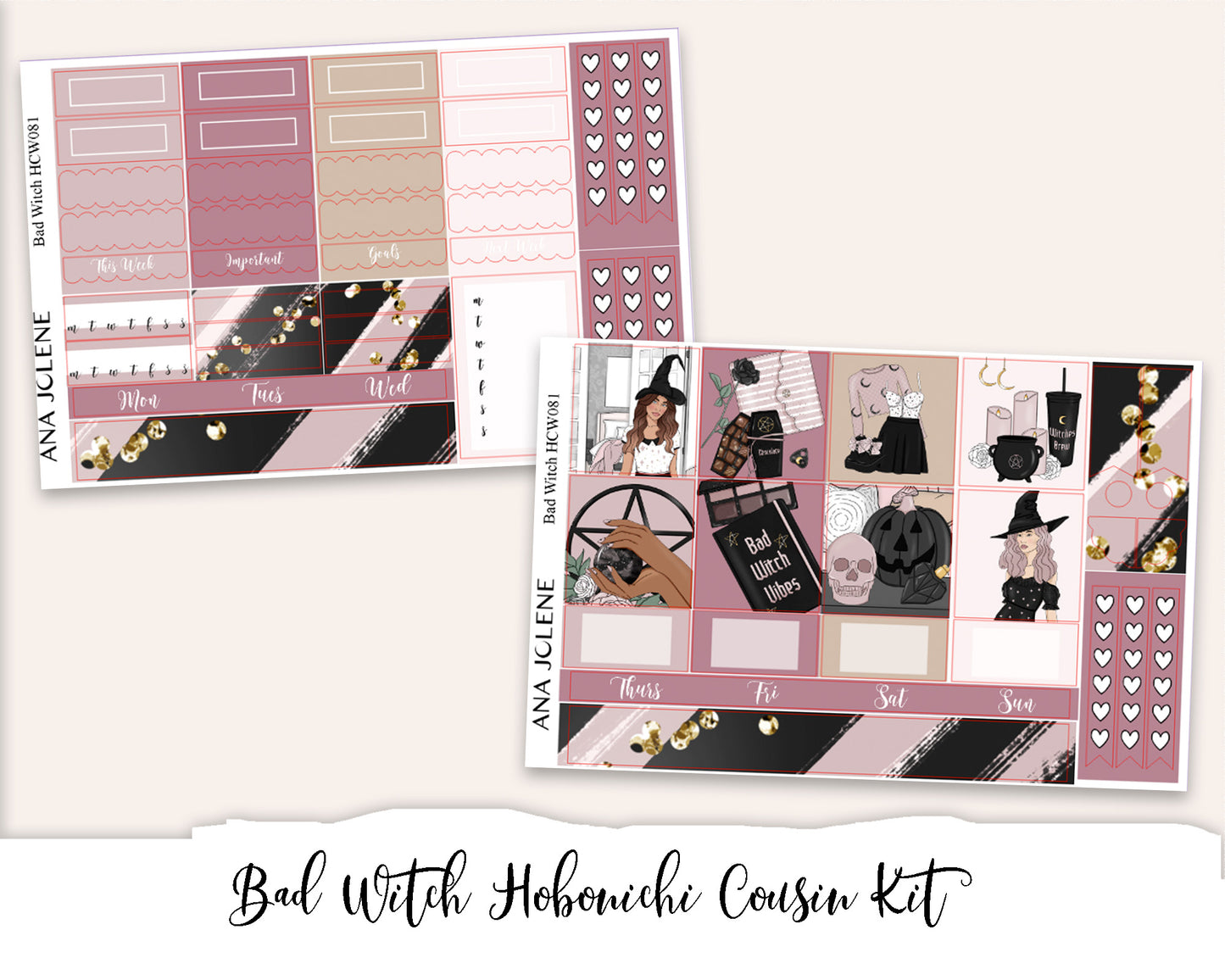 BAD WITCH Hobonichi Cousin Weekly Planner Sticker Kit