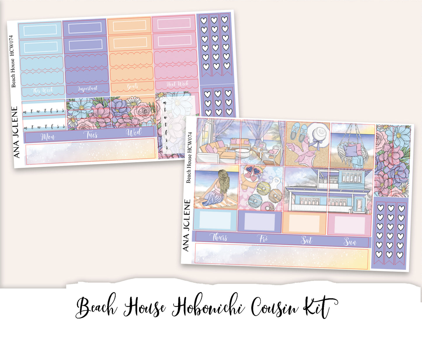 BEACH HOUSE Hobonichi Cousin Weekly Planner Sticker Kit