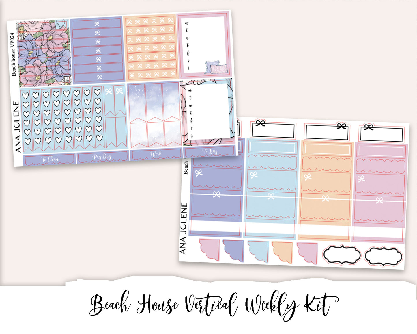 BEACH HOUSE Planner Sticker Kit (Vertical Weekly)