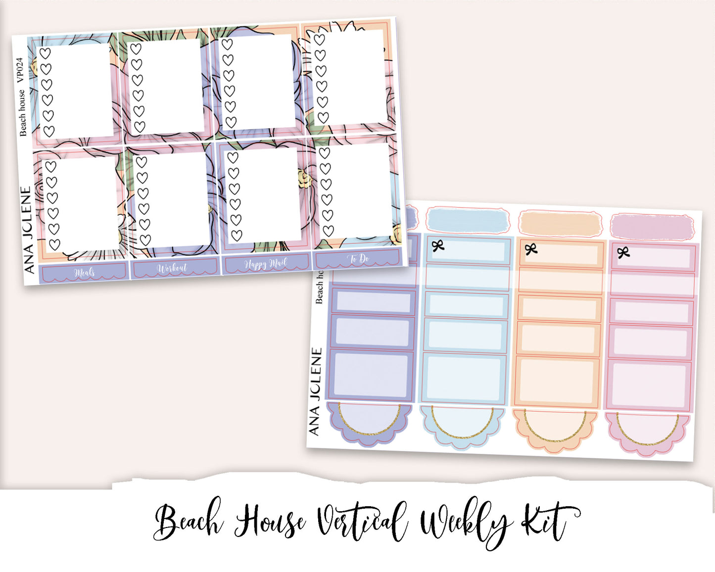 BEACH HOUSE Planner Sticker Kit (Vertical Weekly)