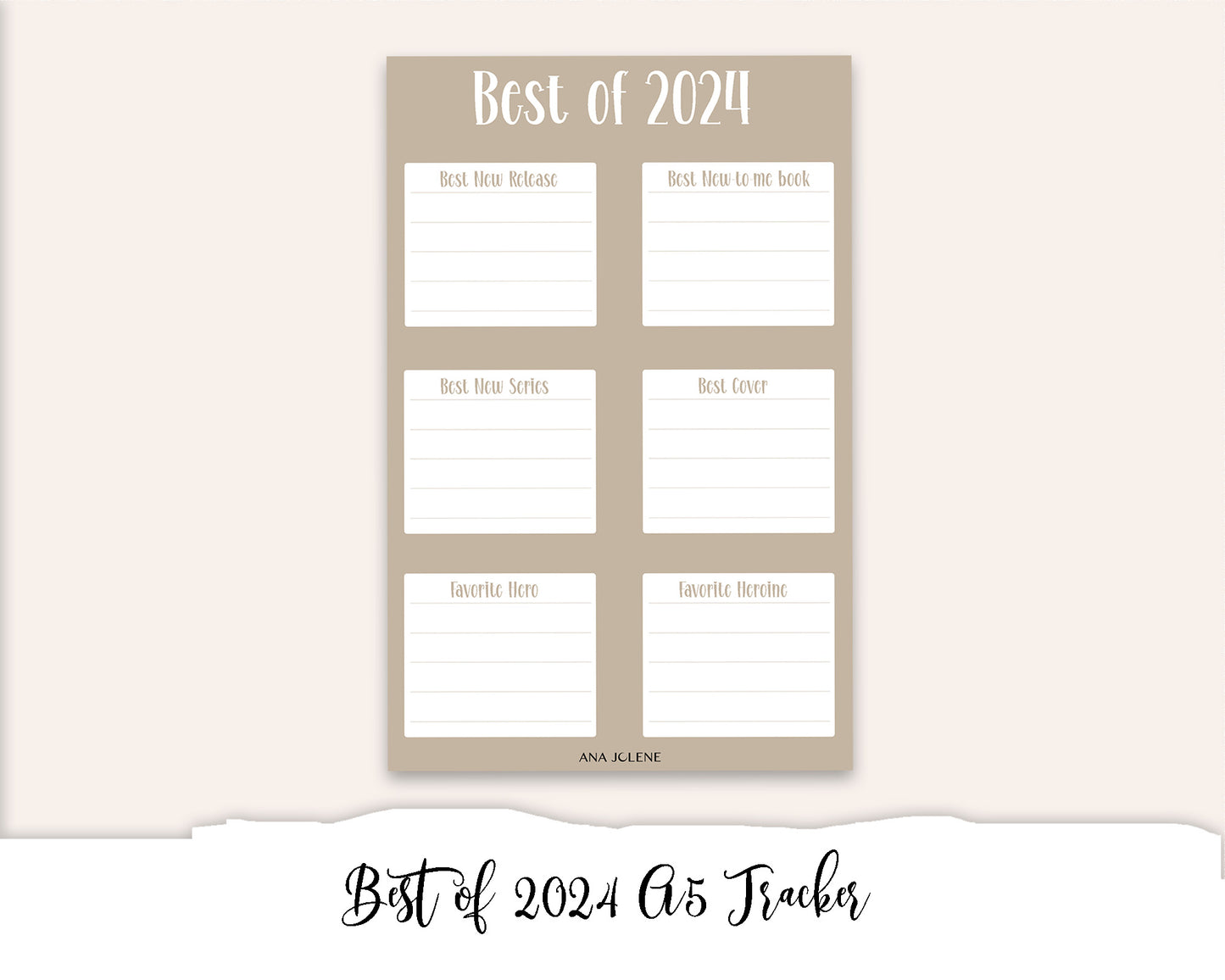 Best of 2024 Tracker Full Page Sticker - A5 Reading Journal