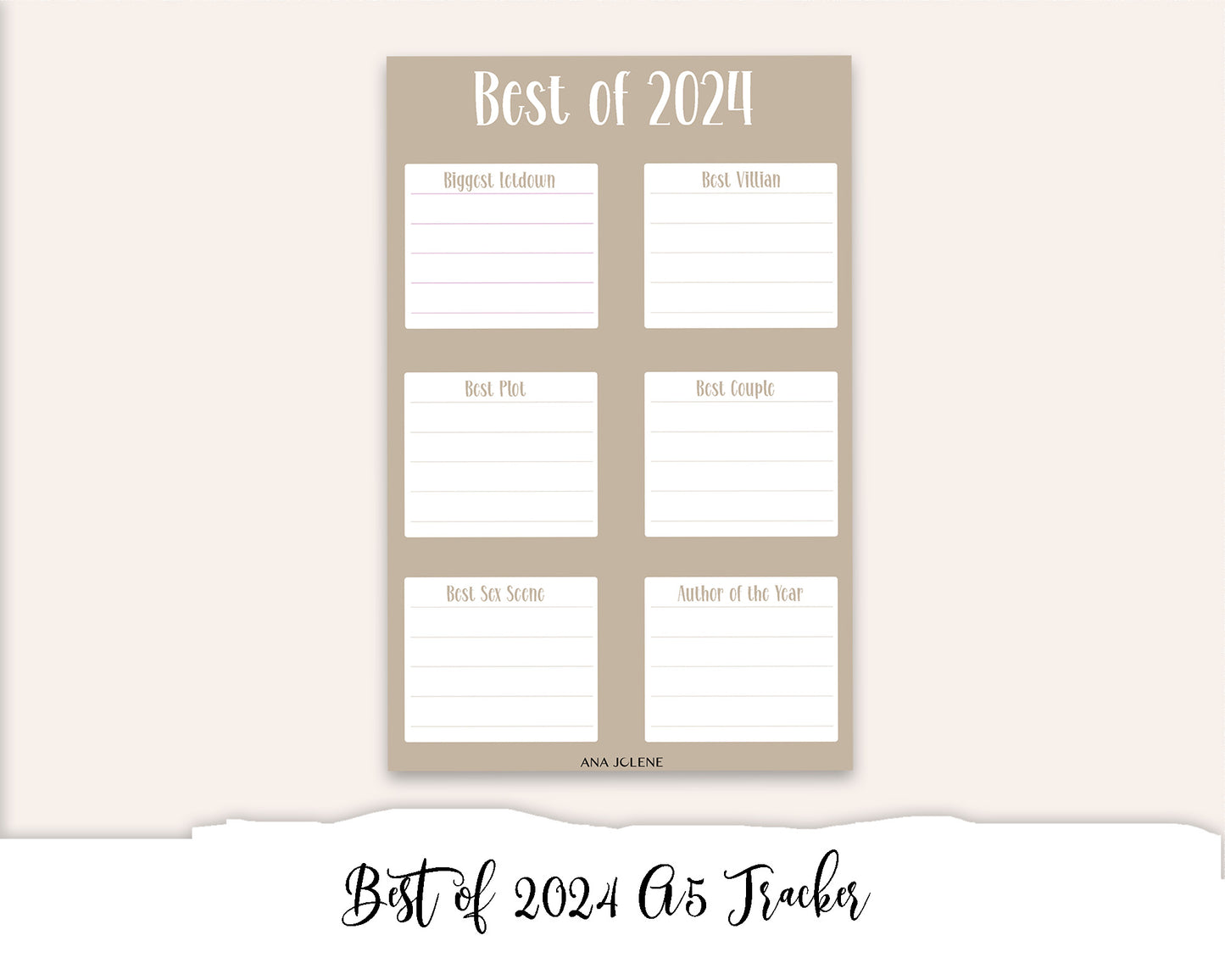 Best of 2024 Tracker Full Page Sticker - A5 Reading Journal