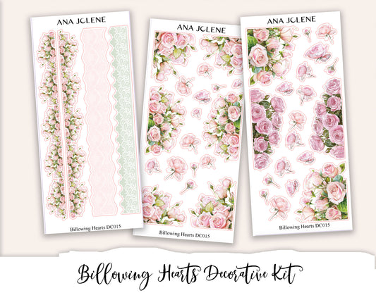 BILLOWING HEARTS Decorative Planner Sticker Kit