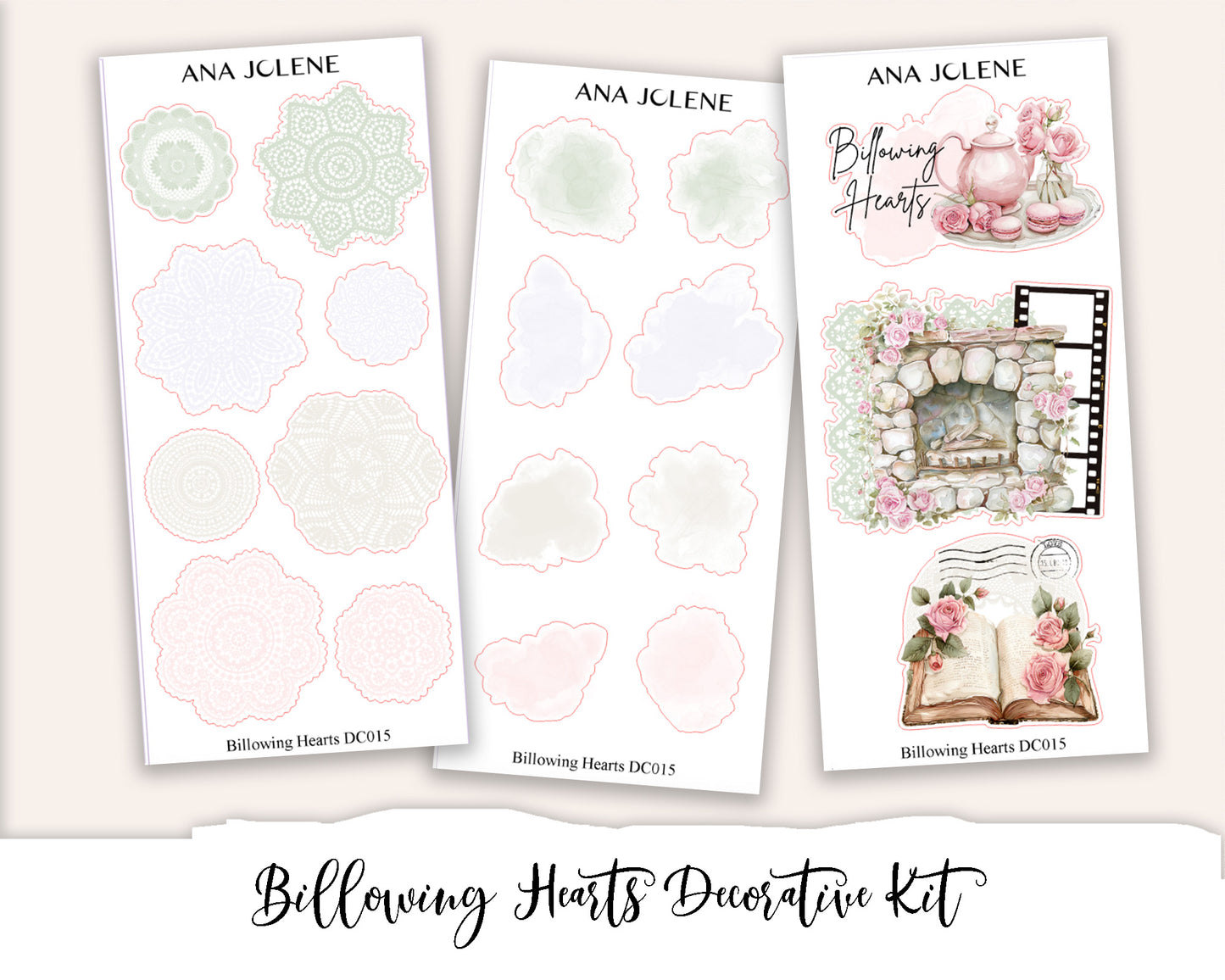 BILLOWING HEARTS Decorative Planner Sticker Kit