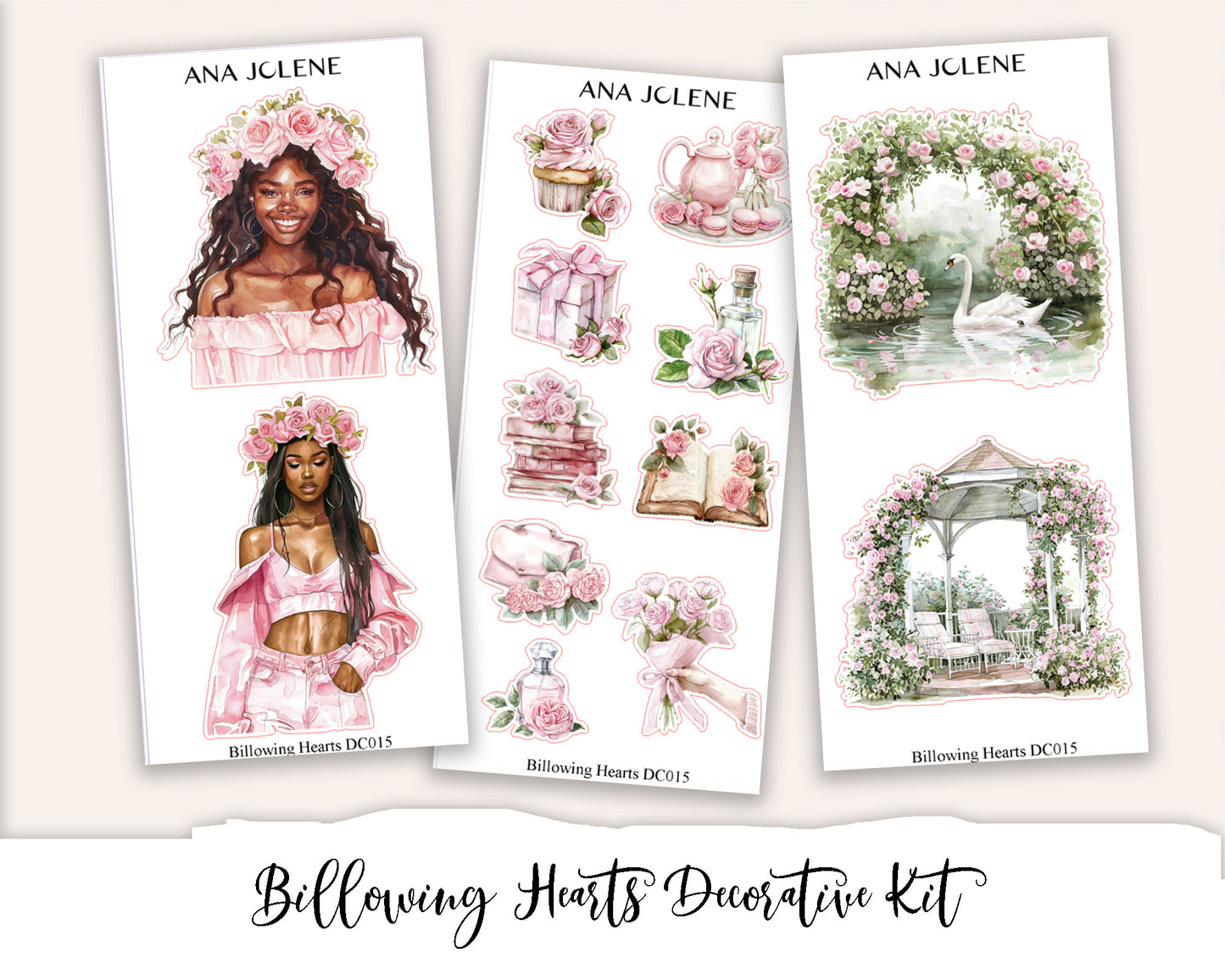 BILLOWING HEARTS Decorative Planner Sticker Kit