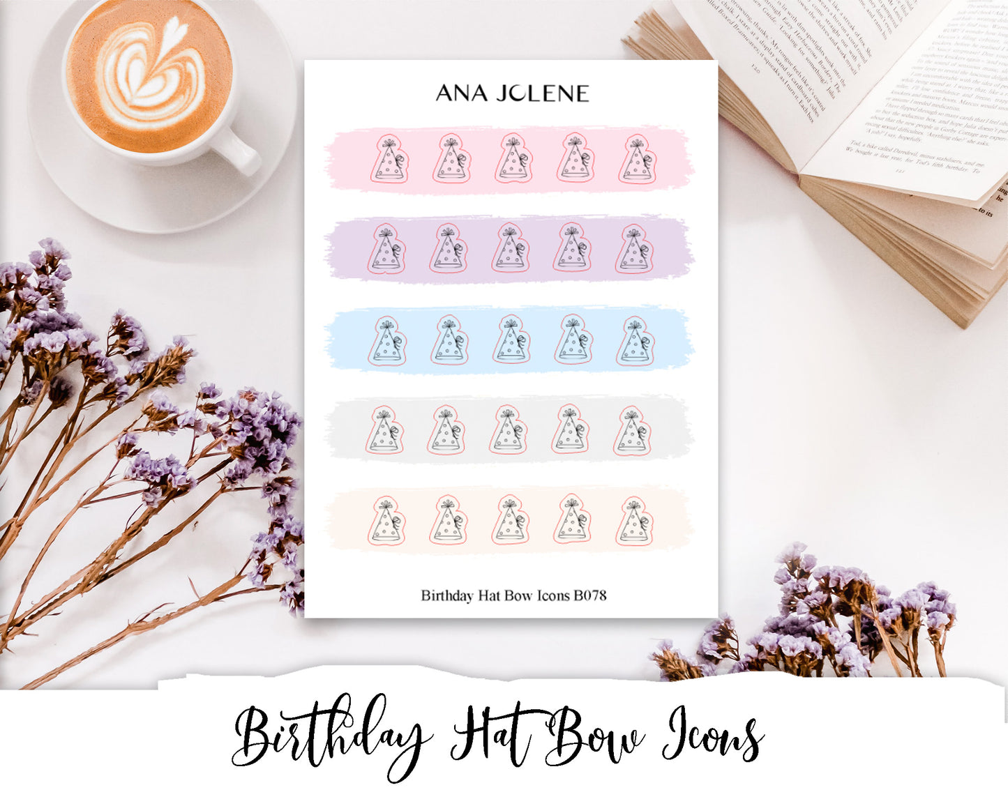 Birthday Hat Bow Icon Stickers