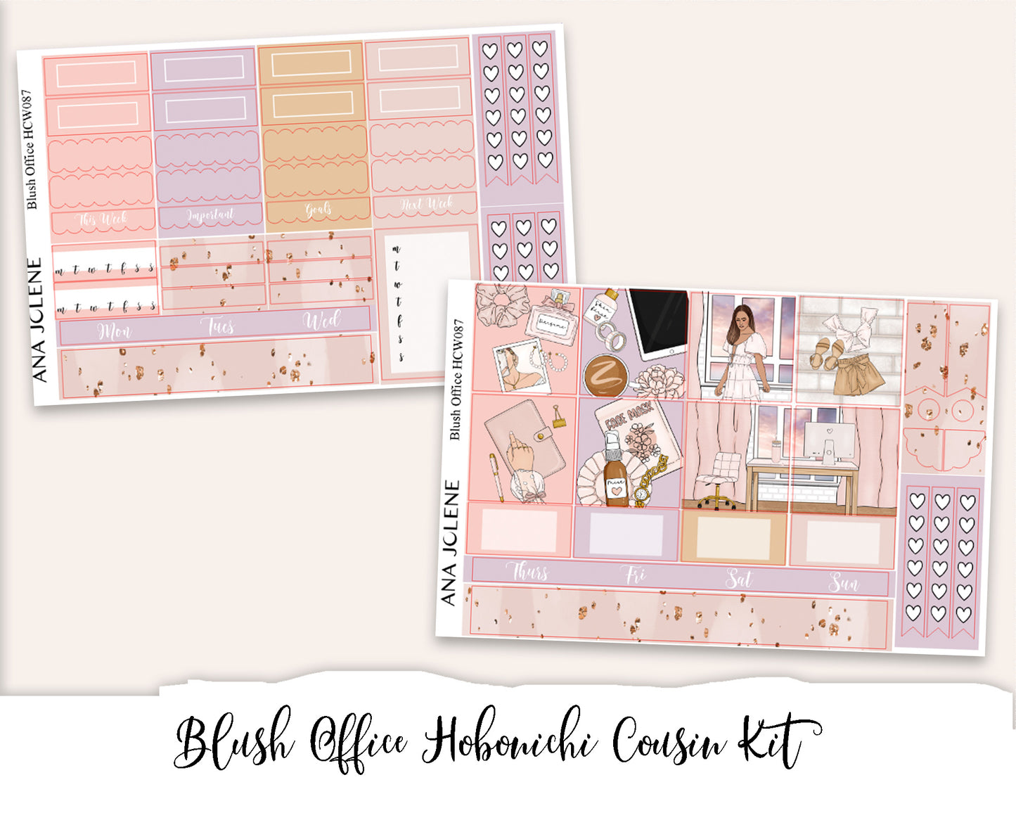 BLUSH OFFICE Hobonichi Cousin Weekly Planner Sticker Kit