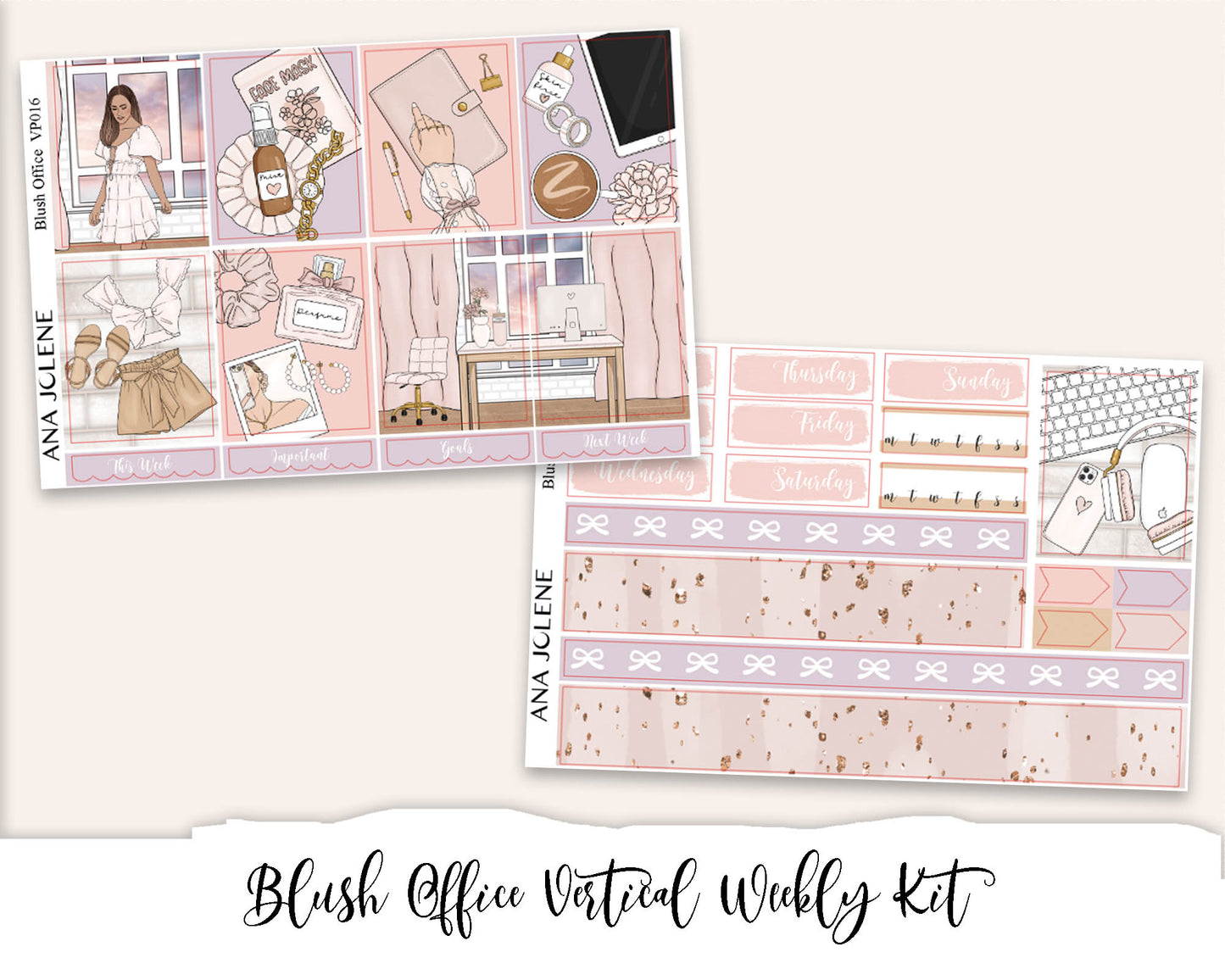 BLUSH OFFICE Planner Sticker Kit (Vertical Weekly)