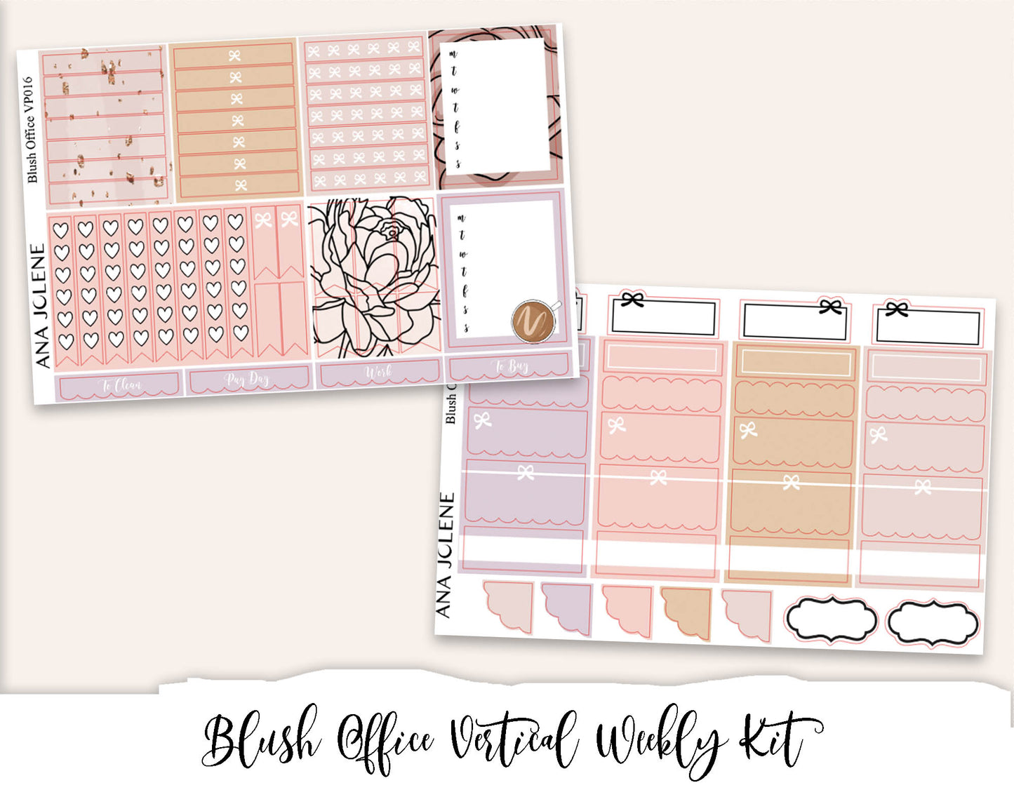 BLUSH OFFICE Planner Sticker Kit (Vertical Weekly)