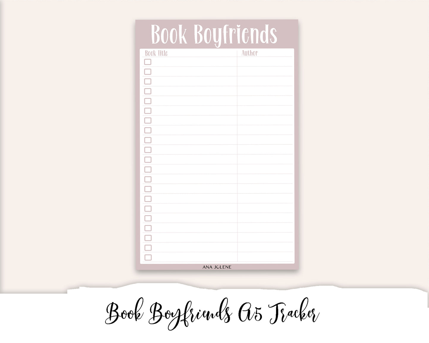 Book Boyfriend Tracker Full Page Sticker - A5 Reading Journal