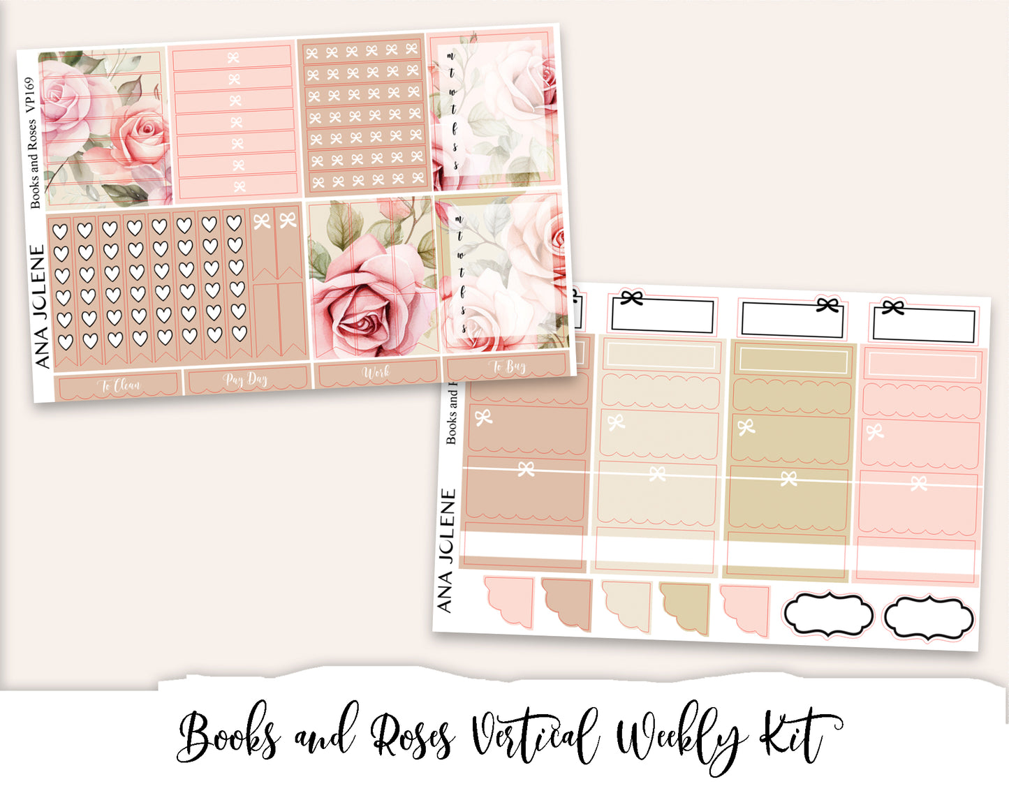 BOOKS AND ROSES Planner Sticker Kit (Vertical Weekly)