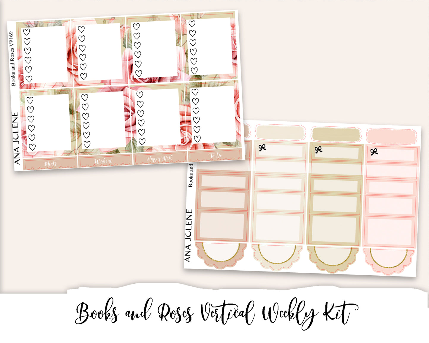 BOOKS AND ROSES Planner Sticker Kit (Vertical Weekly)
