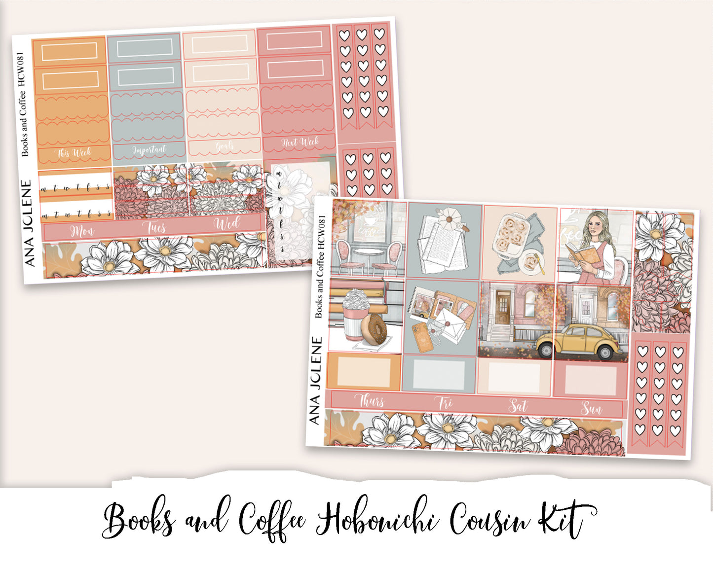 BOOKS AND COFFEE Hobonichi Cousin Weekly Planner Sticker Kit