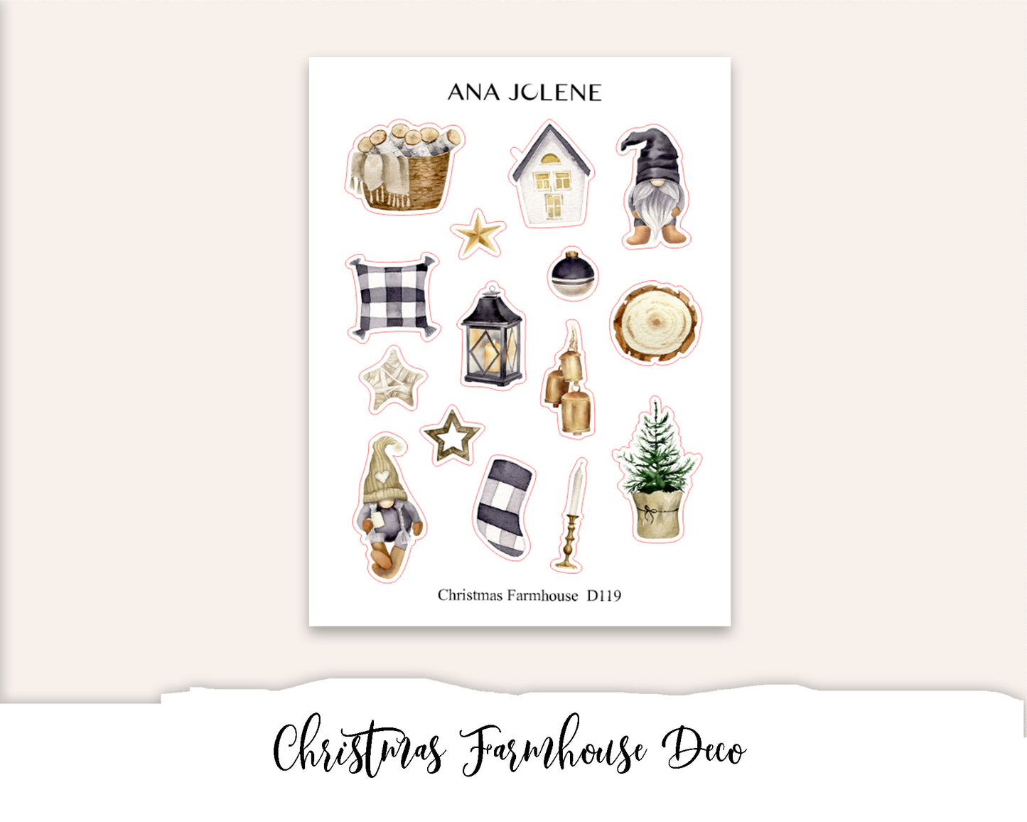 CHRISTMAS FARMHOUSE Planner Sticker Kit (Vertical Weekly)