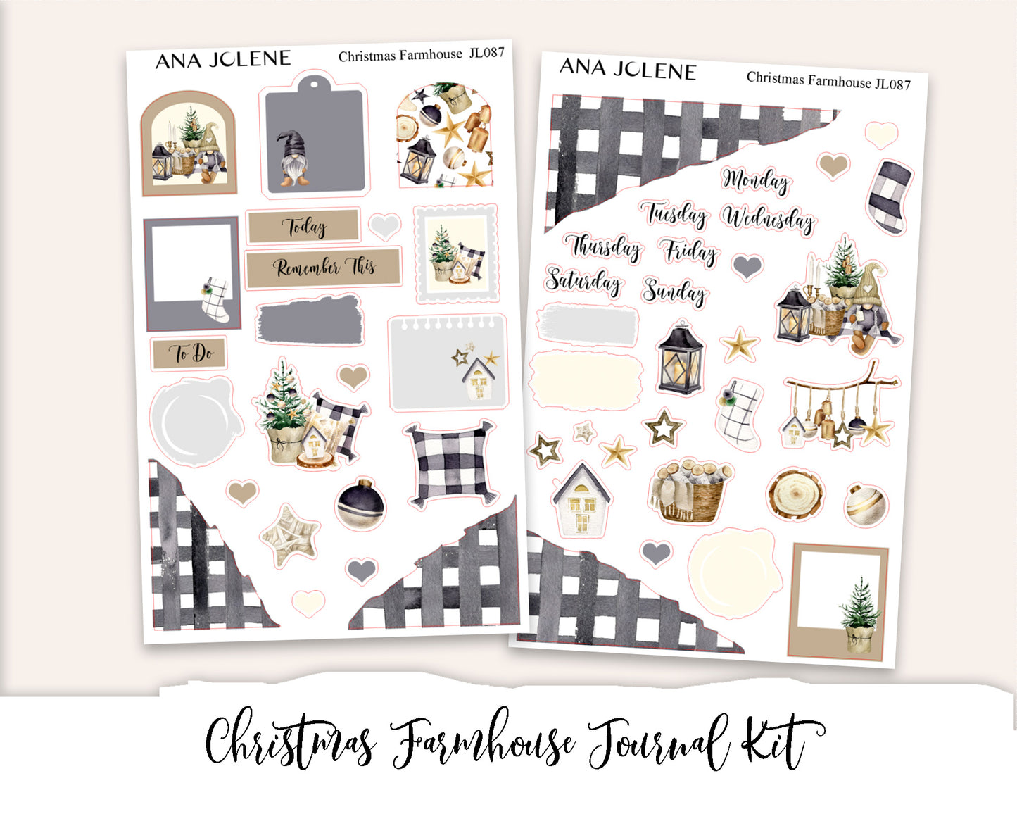CHRISTMAS FARMHOUSE Mini Journal Sticker Kit