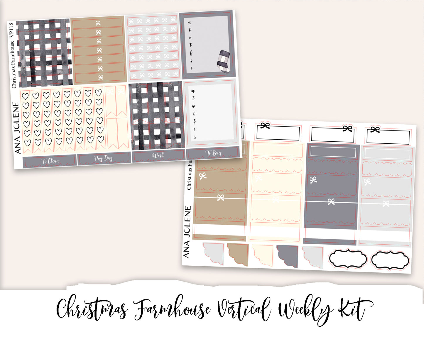 CHRISTMAS FARMHOUSE Planner Sticker Kit (Vertical Weekly)