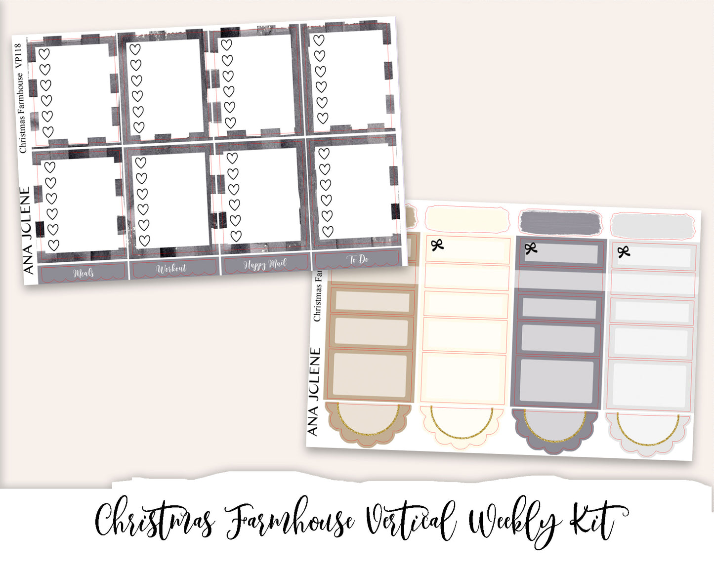CHRISTMAS FARMHOUSE Planner Sticker Kit (Vertical Weekly)