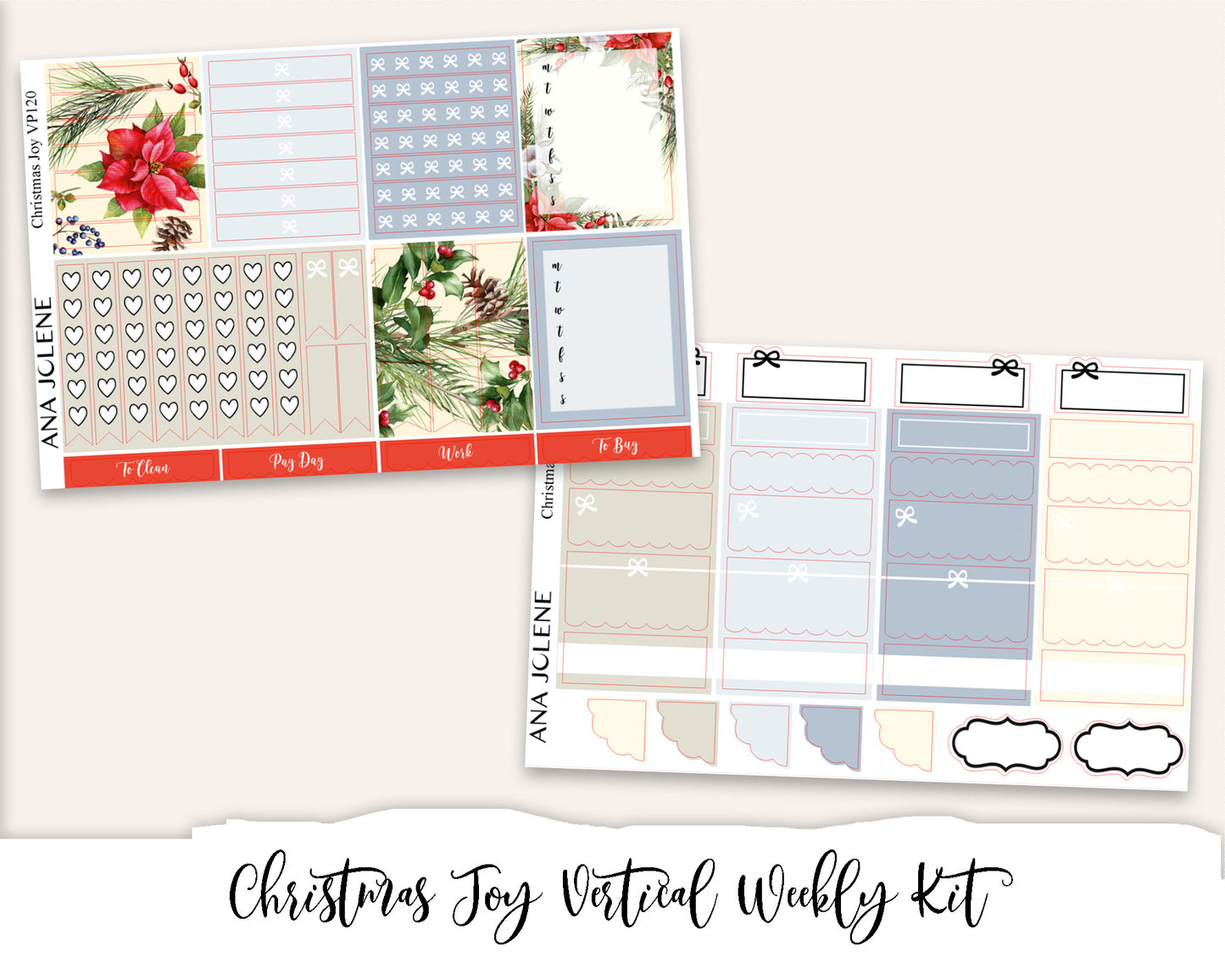CHRISTMAS JOY Planner Sticker Kit (Vertical Weekly)
