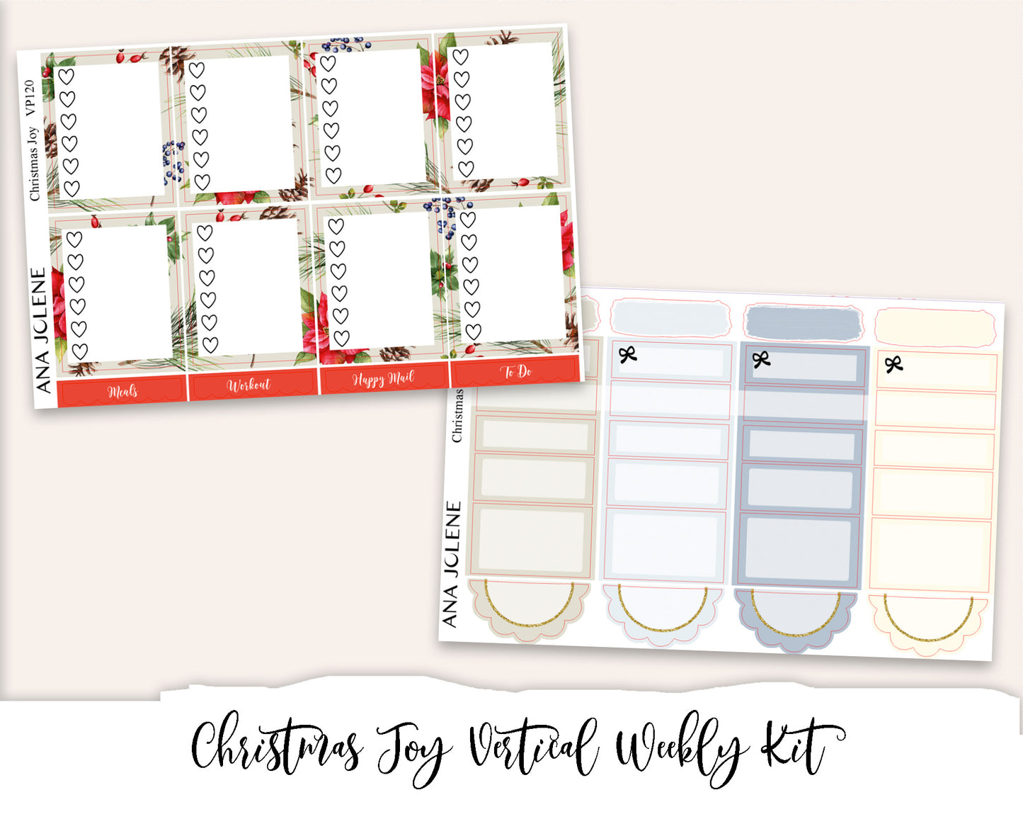 CHRISTMAS JOY Planner Sticker Kit (Vertical Weekly)