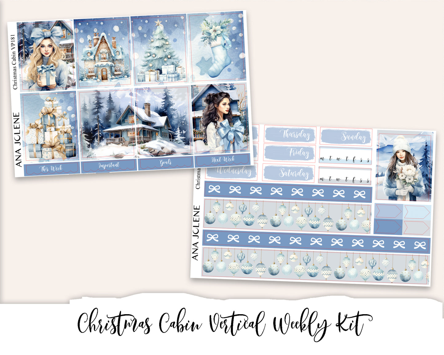CHRISTMAS CABIN Planner Sticker Kit (Vertical Weekly)