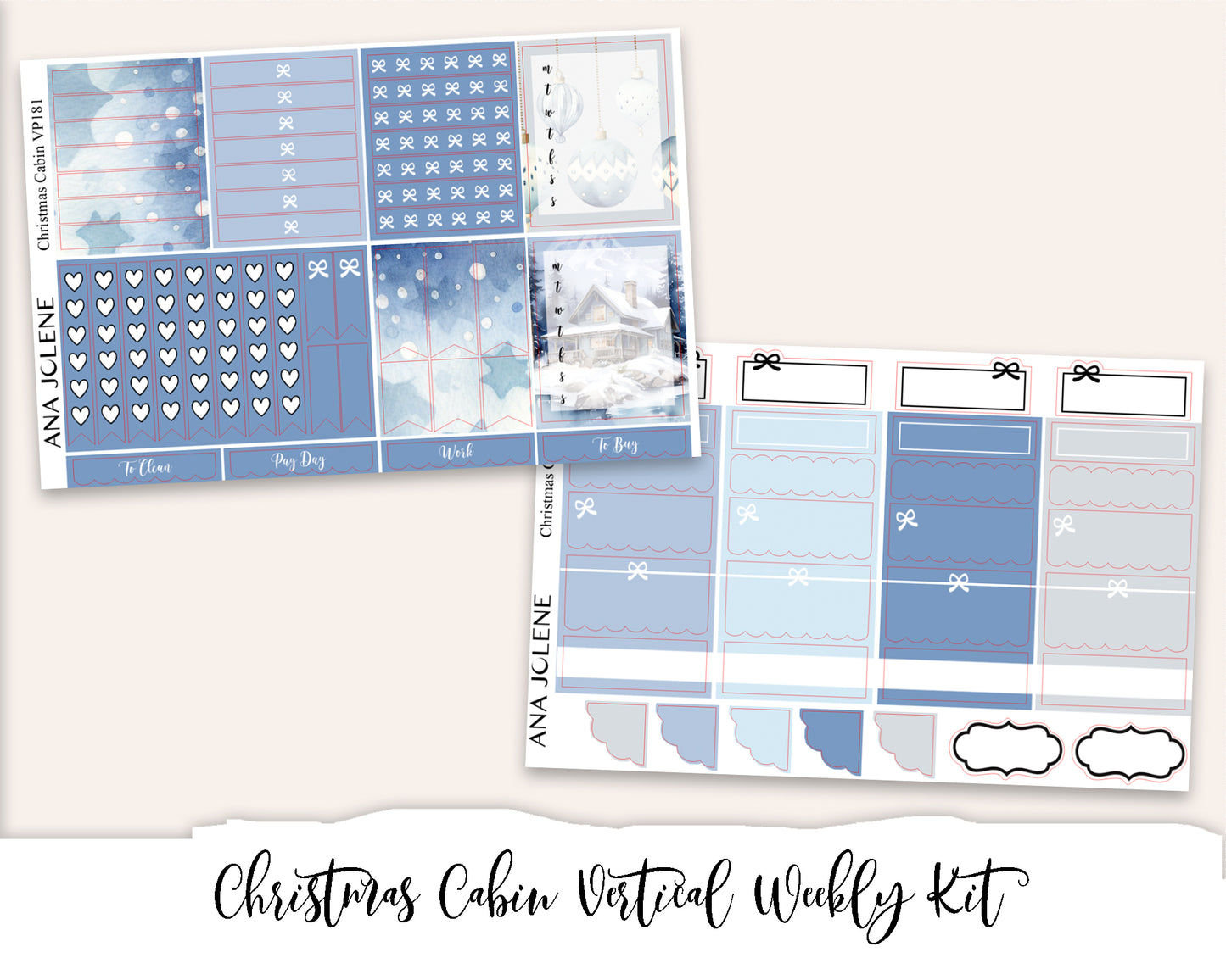 CHRISTMAS CABIN Planner Sticker Kit (Vertical Weekly)